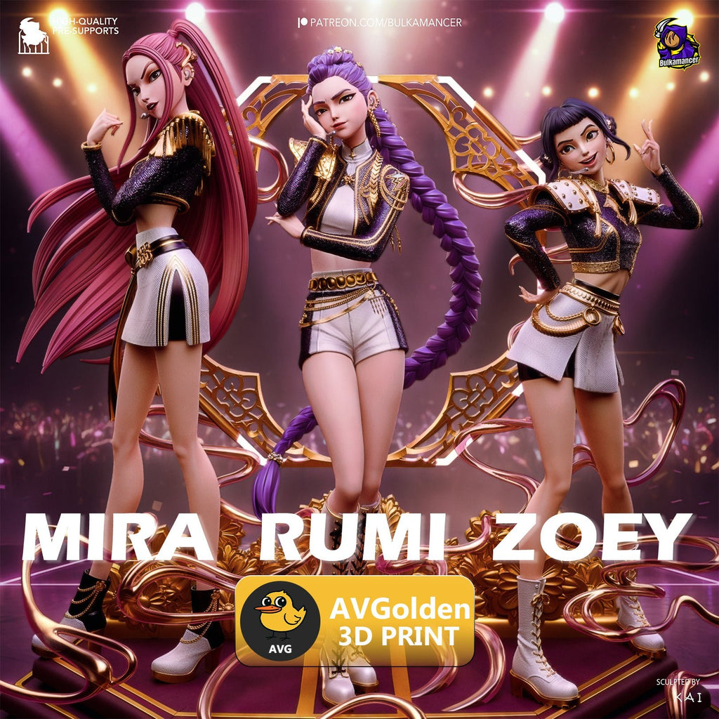 Rumi x Mira x Zoey - KPop Demon Hunters (Diorama) - AVGolden